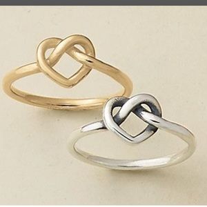 Delicate gold heart knot ring